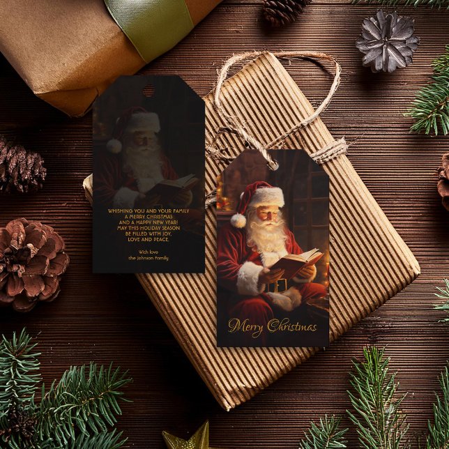Weihnachtsmann liest ein Buch Geschenkanhänger (Von Creator hochgeladen)