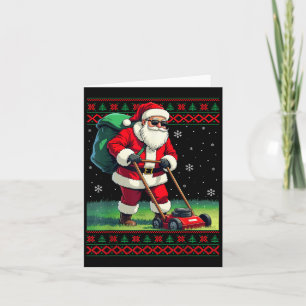 Weihnachtsmann mäht Rasen hässliches Weihnachten F Karte