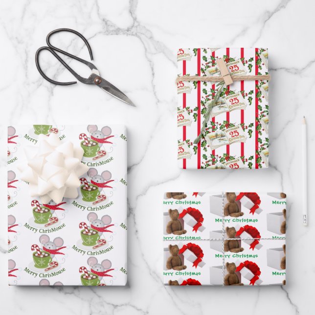 Weihnachtsmann Matte 19" x 29" Geschenkpapier Set (Vorderseite)