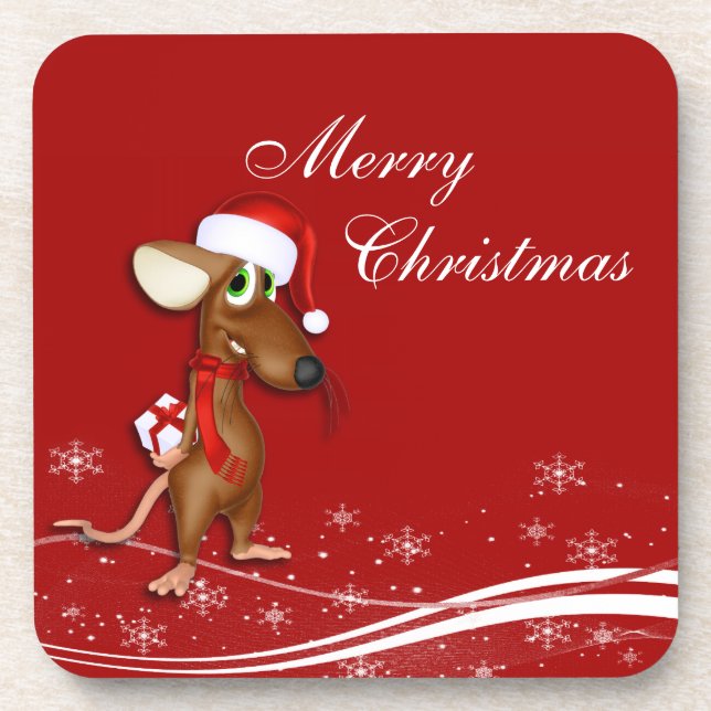 Weihnachtsmann-Maus Untersetzer (Vorderseite)
