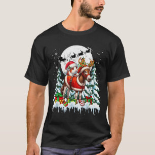 Weihnachtsmann Meerschweinchen reitet Rentier Esel T-Shirt