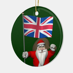 Weihnachtsmann mit Abschluss des Vereinigten Köni Keramik Ornament