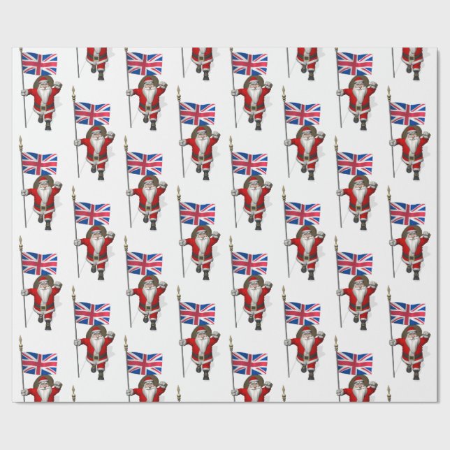 Weihnachtsmann mit Abschluss des Vereinigten König Geschenkpapier (Flach)