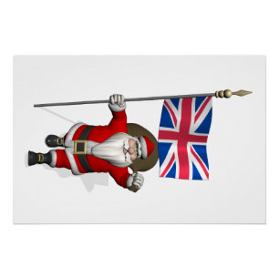 Weihnachtsmann mit Abschluss des Vereinigten König Poster