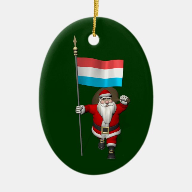 Weihnachtsmann mit Abschluss Luxemburgs Keramikornament (Vorne)