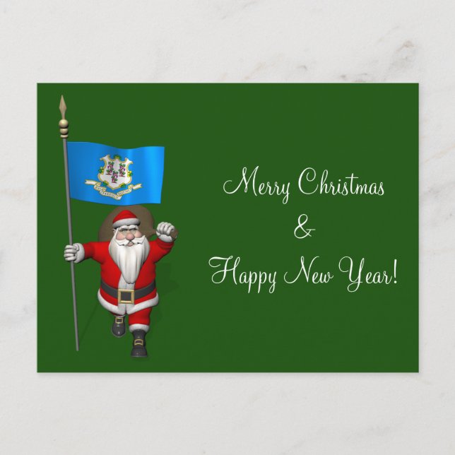 Weihnachtsmann mit Abschluss von Connecticut Feiertagspostkarte (Vorderseite)