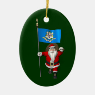 Weihnachtsmann mit Abschluss von Connecticut Keramik Ornament