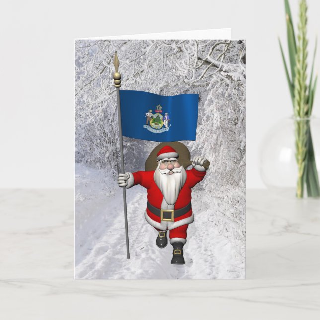 Weihnachtsmann mit Abschluss von Maine Feiertagskarte (Vorderseite)