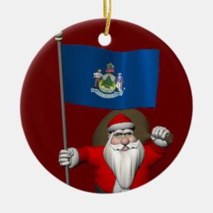 Weihnachtsmann mit Abschluss von Maine Keramik Ornament