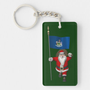 Weihnachtsmann mit Abschluss von Maine Schlüsselanhänger