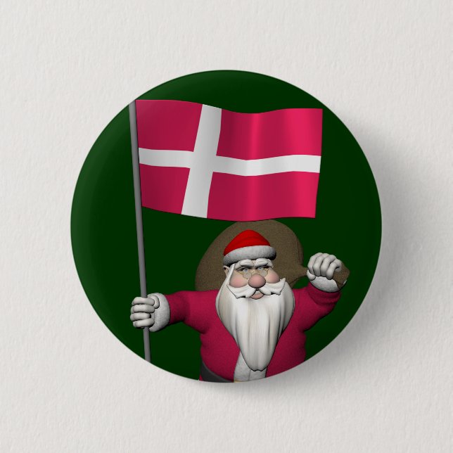 Weihnachtsmann mit Abtritt von Dänemark Dannebrog Button (Vorderseite)