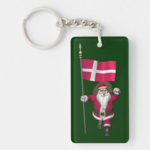 Weihnachtsmann mit Abtritt von Dänemark Dannebrog Schlüsselanhänger