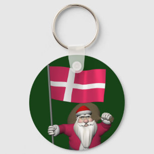 Weihnachtsmann mit Abtritt von Dänemark Dannebrog Schlüsselanhänger