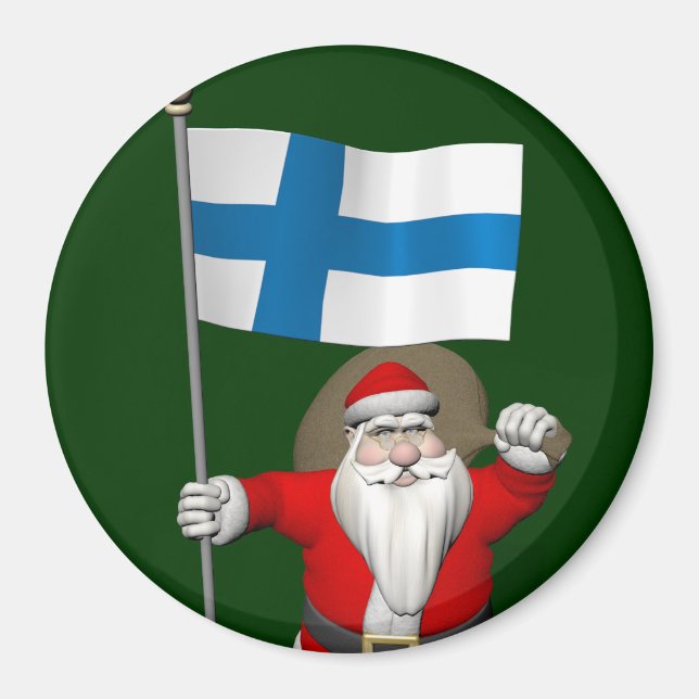 Weihnachtsmann mit Abzeichen Finnlands Magnet (Vorne)