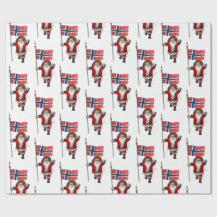 Weihnachtsmann mit Abzeichen Norwegens Geschenkpapier