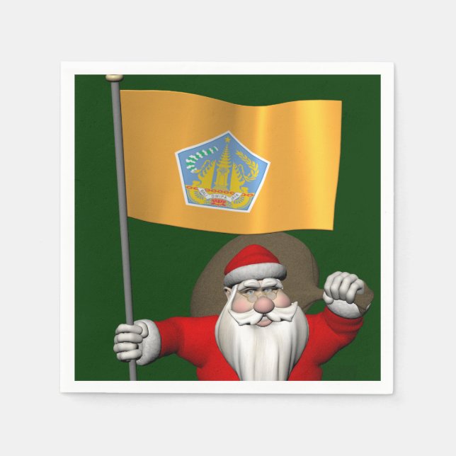 Weihnachtsmann mit Abzeichen von Bali Serviette (Vorderseite)