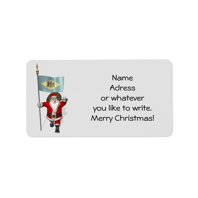 Weihnachtsmann mit Abzeichen von Delaware Adressaufkleber (Vorne)