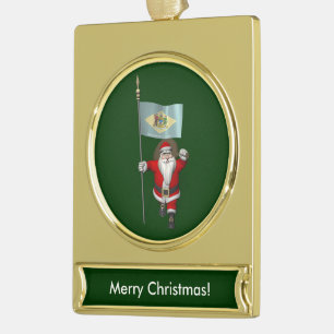 Weihnachtsmann mit Abzeichen von Delaware Banner-Ornament Gold