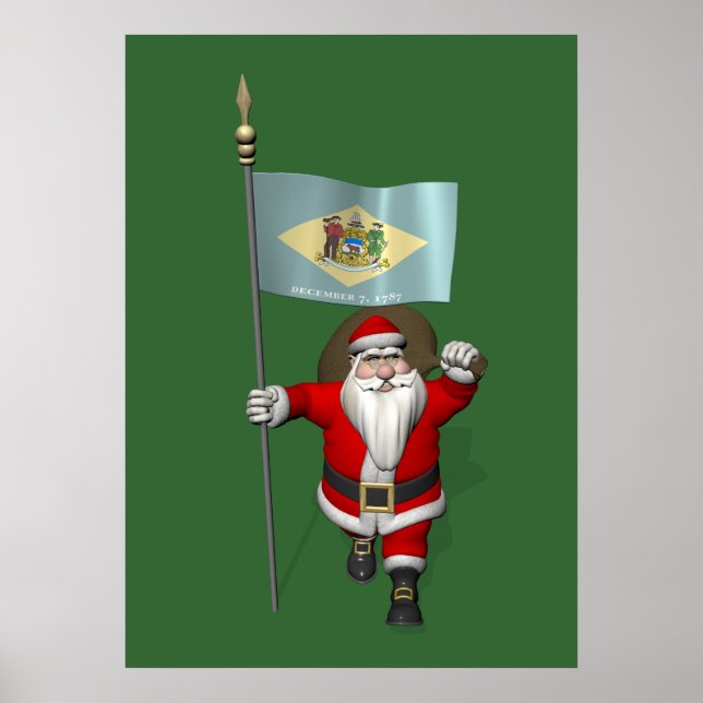 Weihnachtsmann mit Abzeichen von Delaware Poster (Vorne)
