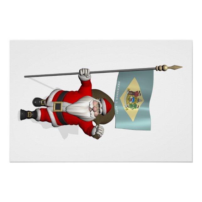Weihnachtsmann mit Abzeichen von Delaware Poster (Vorderseite)