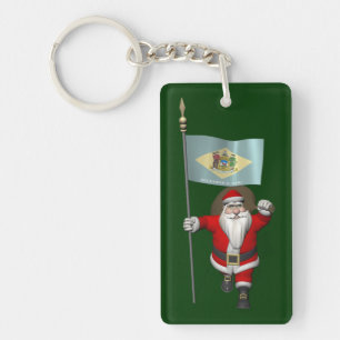 Weihnachtsmann mit Abzeichen von Delaware Schlüsselanhänger
