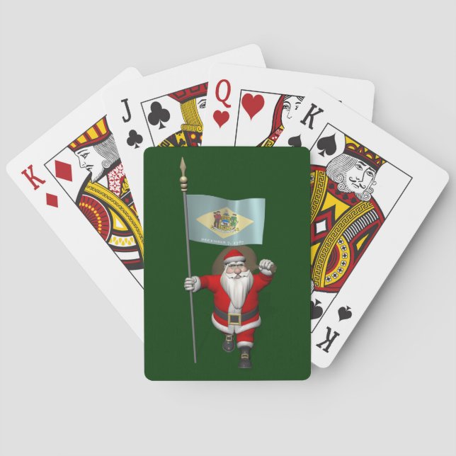 Weihnachtsmann mit Abzeichen von Delaware Spielkarten (Rückseite)