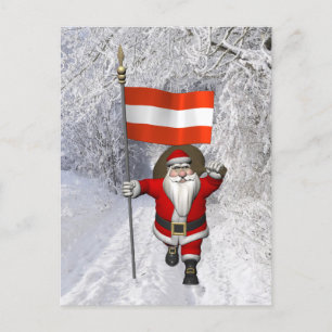 Weihnachtsmann mit Abzeichen von Österreich Feiertagspostkarte