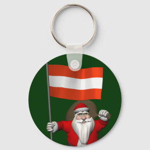 Weihnachtsmann mit Abzeichen von Österreich Schlüsselanhänger