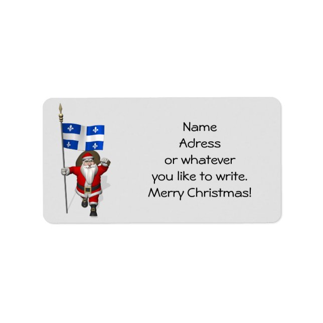 Weihnachtsmann mit Abzeichen von Québec Adressaufkleber (Vorne)