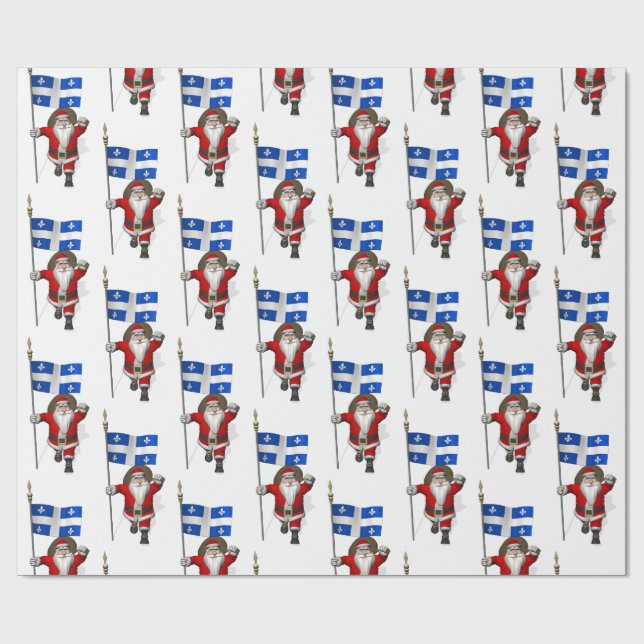 Weihnachtsmann mit Abzeichen von Québec Geschenkpapier (Flach)