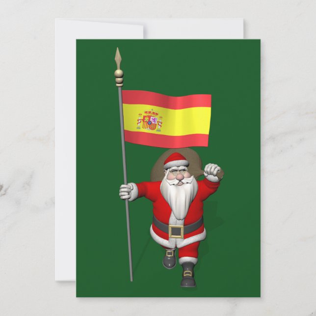 Weihnachtsmann mit Abzeichen von Spanien Feiertagskarte (Vorderseite)