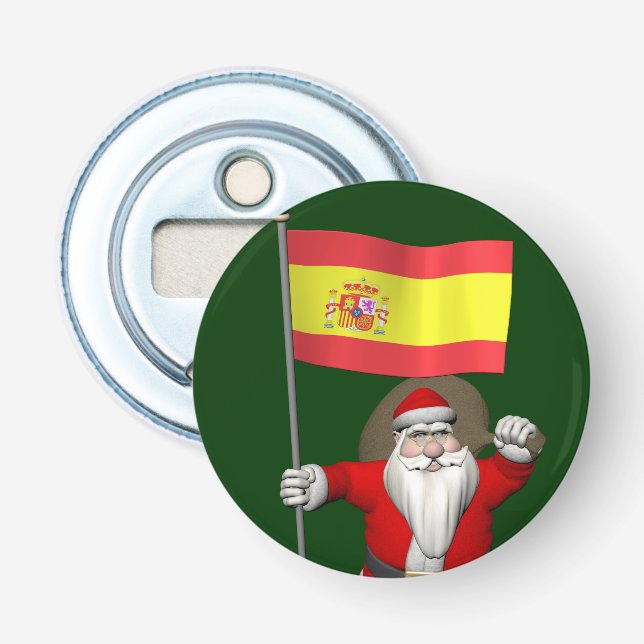 Weihnachtsmann mit Abzeichen von Spanien Flaschenöffner (Vorderseite)