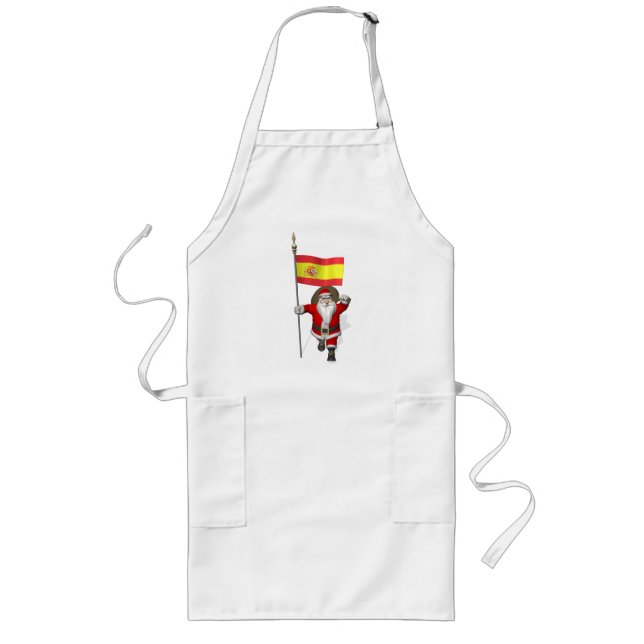 Weihnachtsmann mit Abzeichen von Spanien Lange Schürze (Vorne)