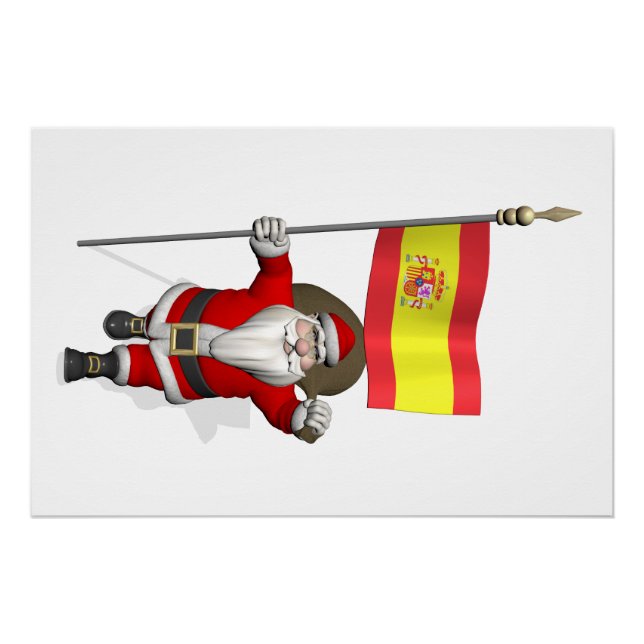 Weihnachtsmann mit Abzeichen von Spanien Poster (Vorderseite)