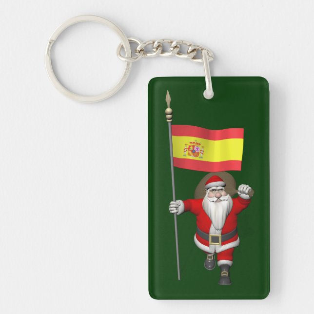 Weihnachtsmann mit Abzeichen von Spanien Schlüsselanhänger (Vorderseite)