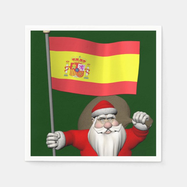 Weihnachtsmann mit Abzeichen von Spanien Serviette (Vorderseite)