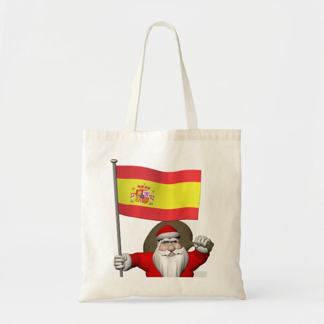 Weihnachtsmann mit Abzeichen von Spanien Tragetasche (Vorne)