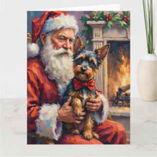 Weihnachtsmann mit Affenpinscher Weihnachtskunst Karte
