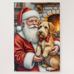 Weihnachtsmann mit Airedale-Weihnachtskunst
