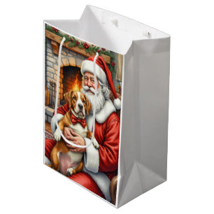 Weihnachtsmann mit Amerikanischem Staffordshire-Te Mittlere Geschenktüte
