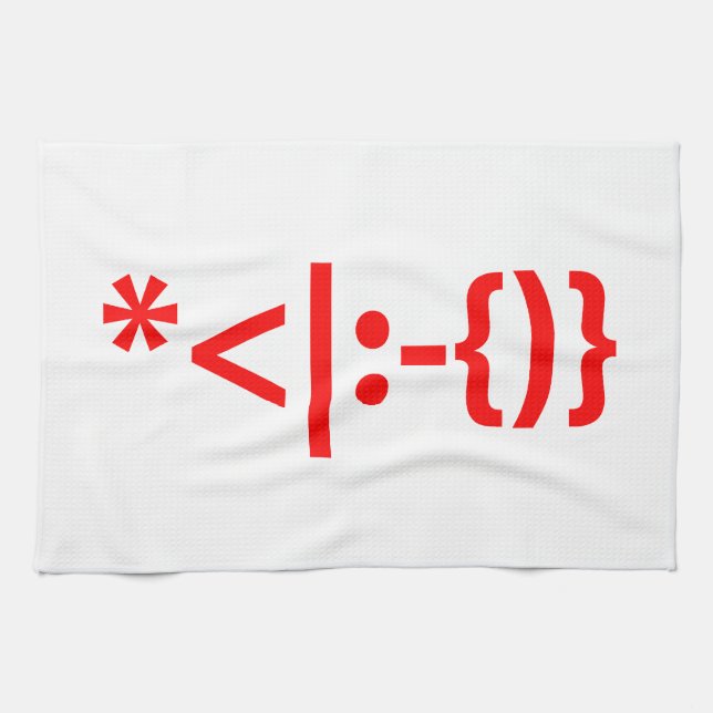 Weihnachtsmann mit Bart Christmas Emoticon Geschirrtuch (Horizontal)