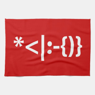 Weihnachtsmann mit Bart Christmas Emoticon Geschirrtuch