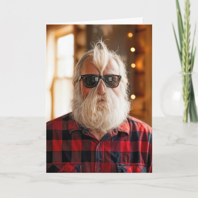 Weihnachtsmann mit Bart unter Sonnenbrille Karte (Vorderseite)
