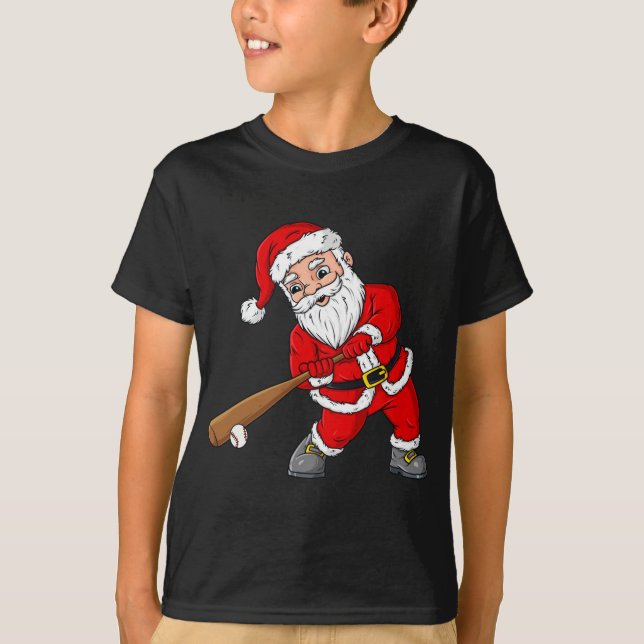 Weihnachtsmann mit Baseball-Becken T-Shirt (Vorderseite)