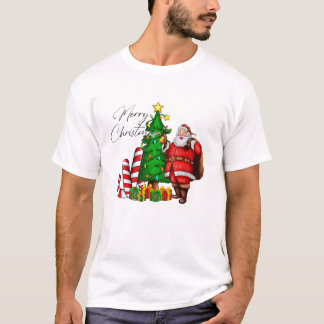 Weihnachtsmann mit Baum T-Shirt