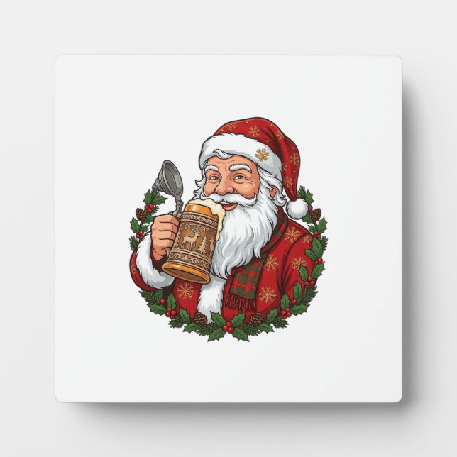 Weihnachtsmann mit Bierglas Fotoplatte (Vorderseite)