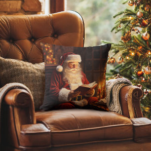 Weihnachtsmann mit Buch Kissen