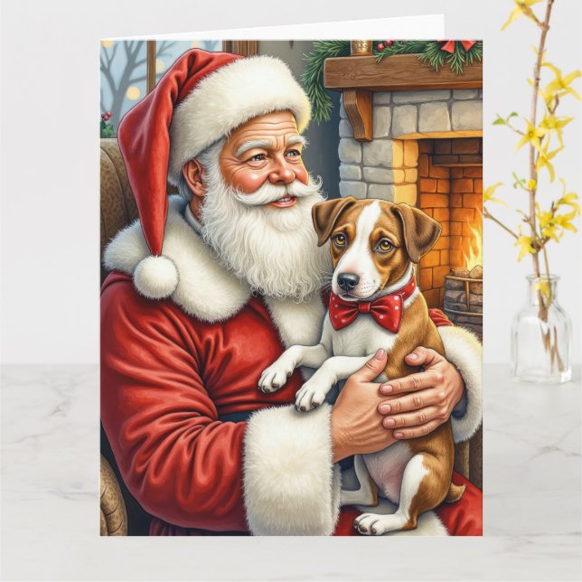 Weihnachtsmann mit Chesapeake Bay Terrier Karte (Gelbe Blume)