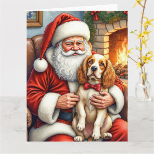 Weihnachtsmann mit Cocker Spaniel Weihnachtskunst Karte