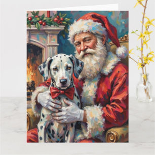 Weihnachtsmann mit Dalmatiner-Weihnachtskunst Karte